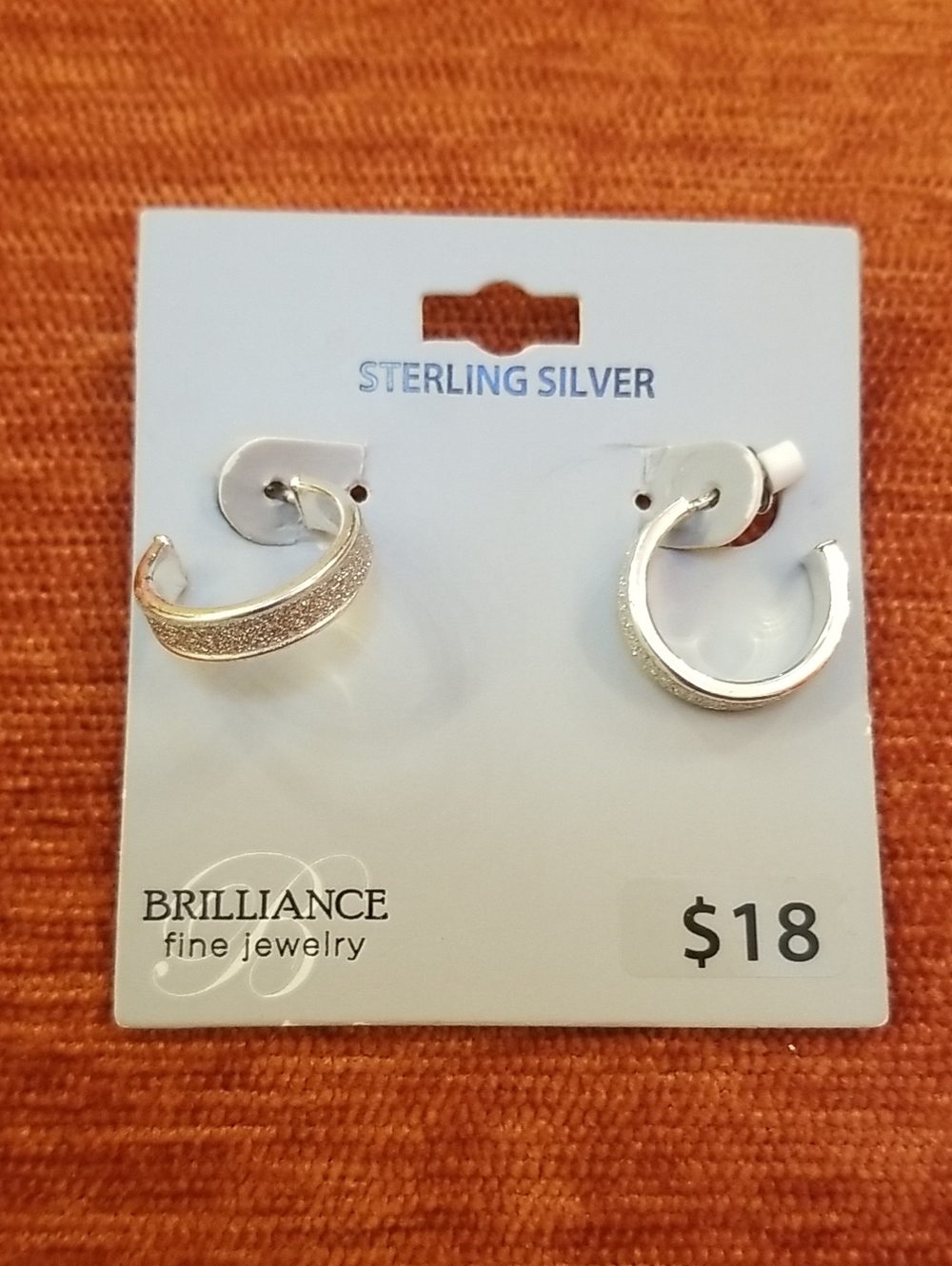 Sterling Silver Textured Hoop Earrings - Silver
